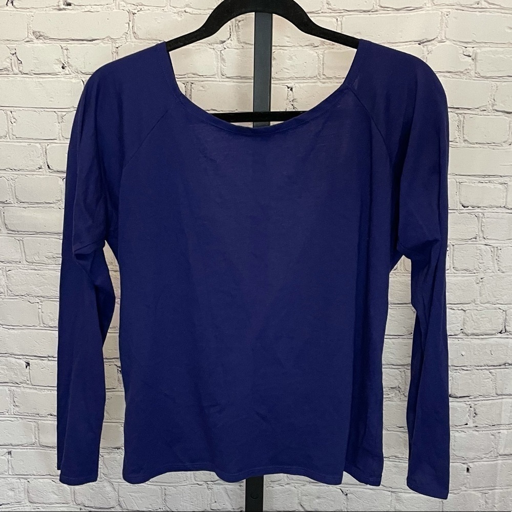 Fabletics Purple Twist Back Long Sleeve Top